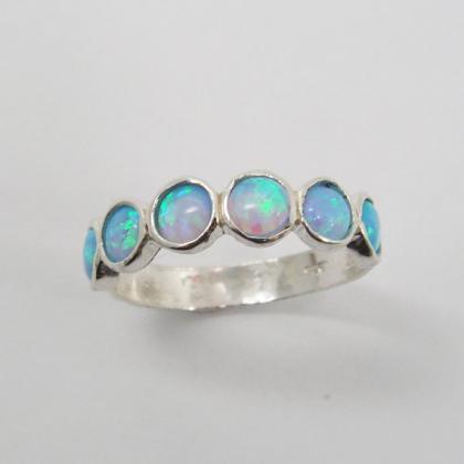 Opal Sterling Silver Ring (sr-9531). Birthday Gift..
