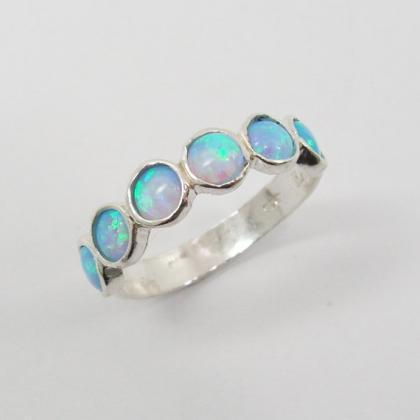 Opal Sterling Silver Ring (sr-9531). Birthday Gift..