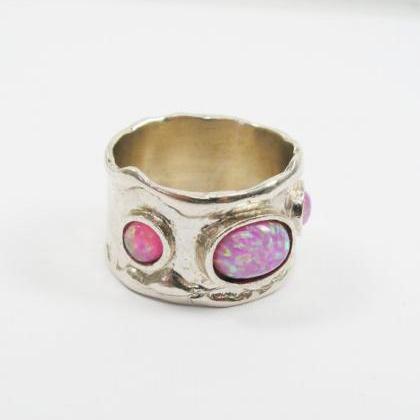 Pink Opal Ring. Sterling Silver Ring (3032)...