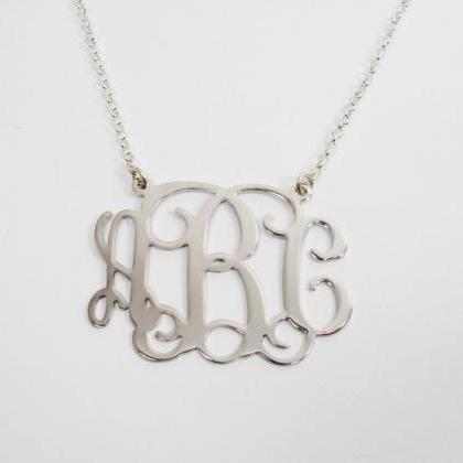 Monogram Necklace 0.8 Inch Personalized - Sterling..