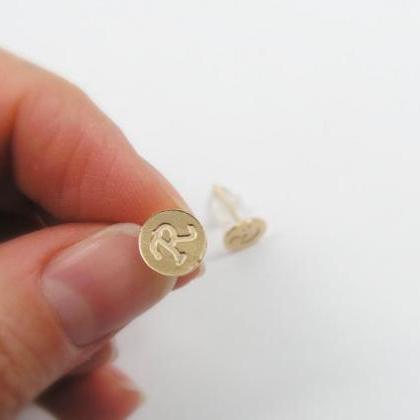 Initial Earrings.* Personalized Gold Initial Post..