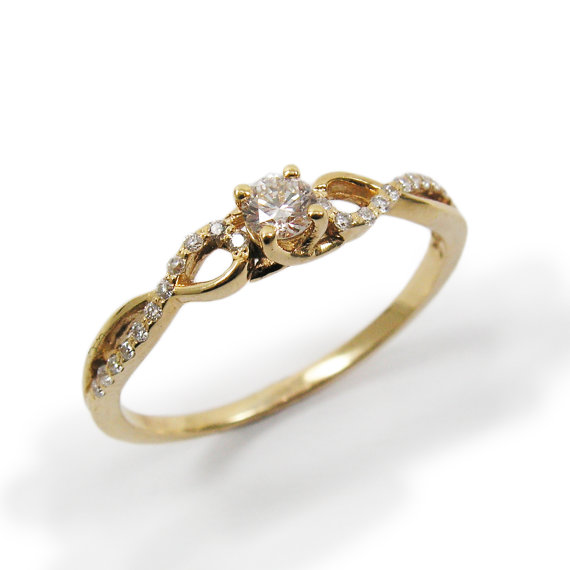 Engagement Ring- Yellow Gold & Diamonds (r-13124x). Romantic Gift