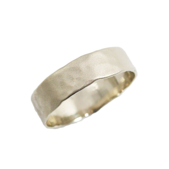 Matte Gold Wedding Ring. Wedding Band. 14k Hammered White Gold Wedding Band. Men Wedding Band. Unisex Wedding Ring. (gr-9303)
