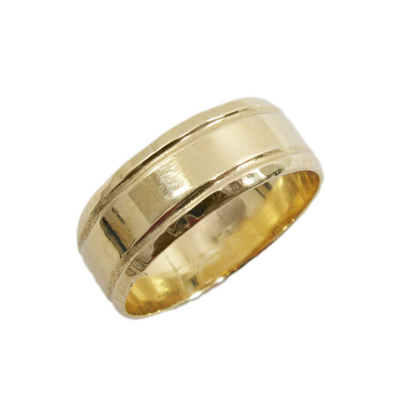 14k Gold Unique Wedding Band (gr-9325). Gold Wedding Band For Men Women, Yellow Gold