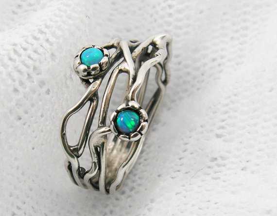 Silver Opal Ring. Sterling Silver Organic Design Opal Ring. Branch Ring (sr-9906) Opal Jewelry, Gift For Her, Birthday Gift