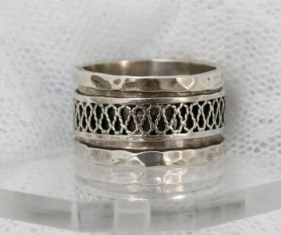 Exquisite Unisex Sterling Silver Spinner Ring. Silver Spinner Ring. Rope Spinning Ring (sr-9568) Gift For Him