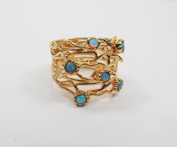 Gold Ring. Opal Ring. Branches Ring, Trendy Jewelry, Gold Jewelry, Opal Gold Ring, Gift For Her, Birthday Gift.