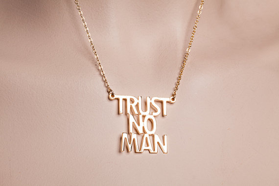 Trust No Man Necklace. Phrase Necklace. Gold Necklace, Trendy Necklace, Gift For Her, Hip Hop Necklace